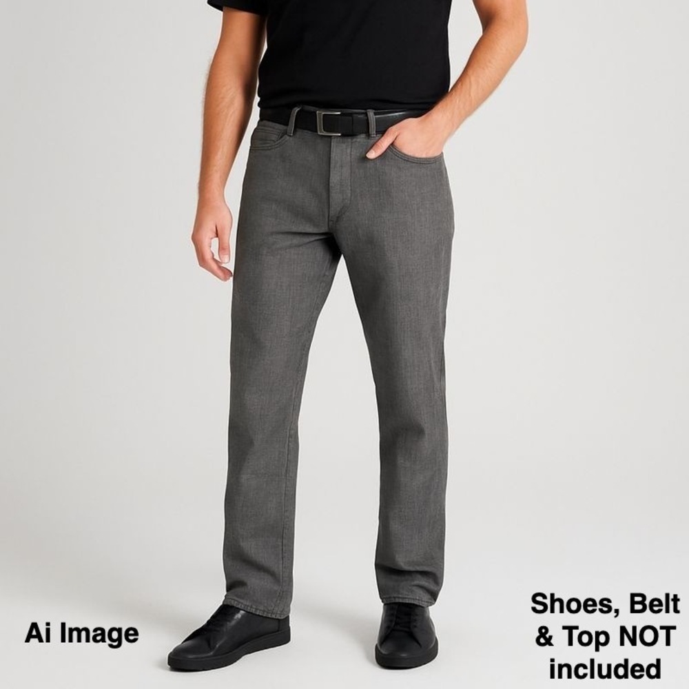 QRUEL JEANS COMPANY Mens‎ 36 Gray Denim Straight Leg Minimalist Clean Cut NWOT